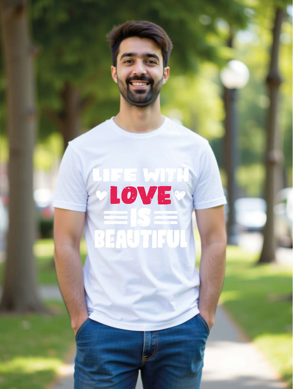 Thumbnail: life with love is beautiful printed T-Shirt for All ages