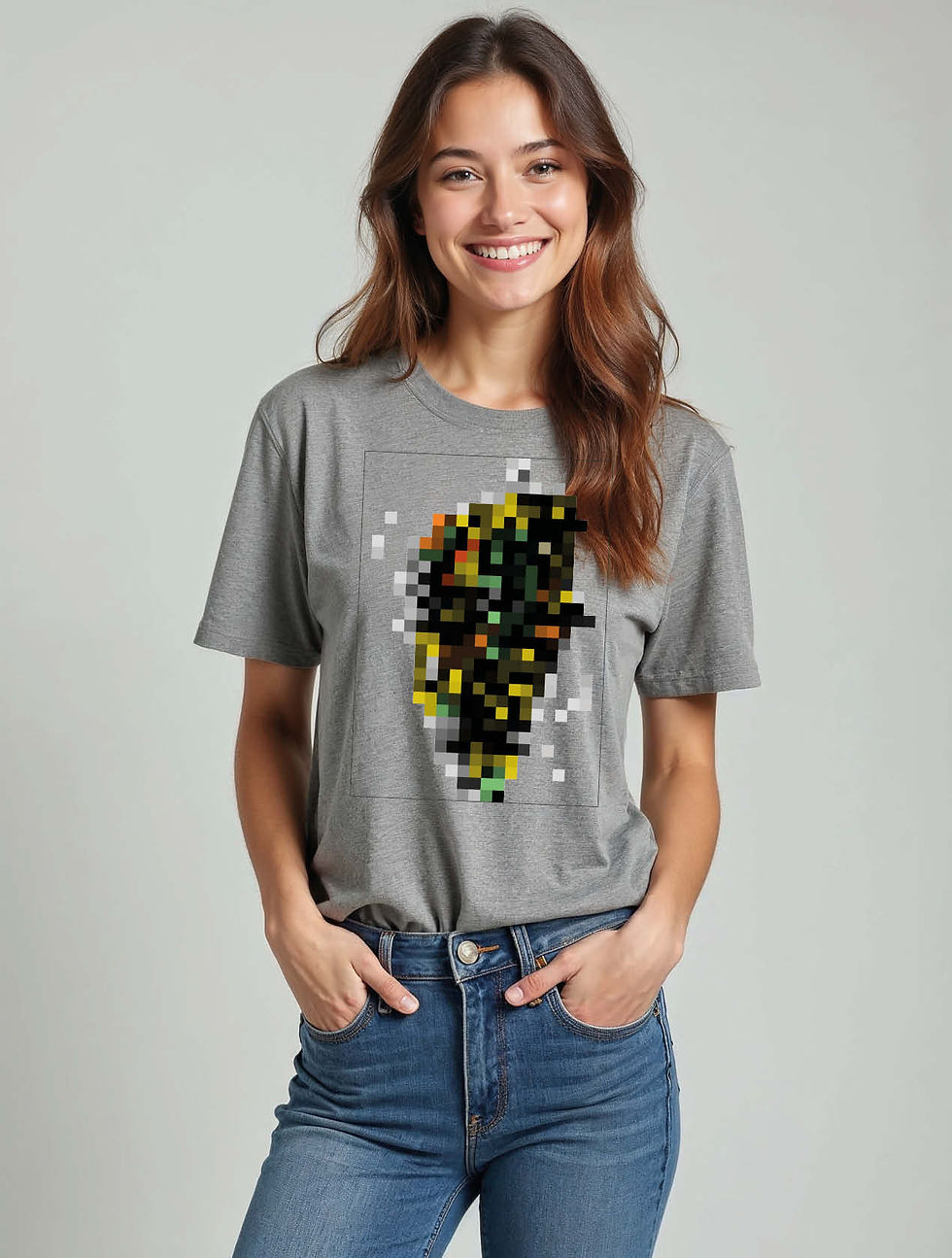 Thumbnail: Abstract Pixel Art Urban Women’s Printed Graphic T-Shirt – Buy Now