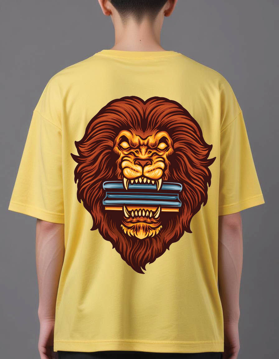 Thumbnail: lion head with squeegee screen mens Oversized Printed t shirt