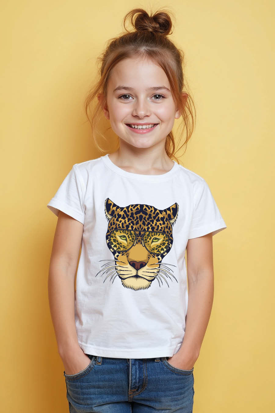 Cool Leopard Face Kids T-Shirt – Trendy Animal Print Graphic Tee | Stylish