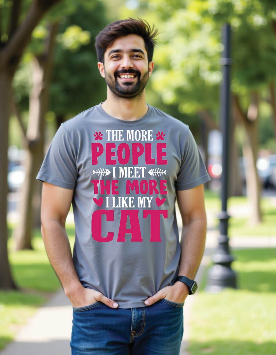 Thumbnail: more people i meet more i like my cat mens printed graphic t shirt