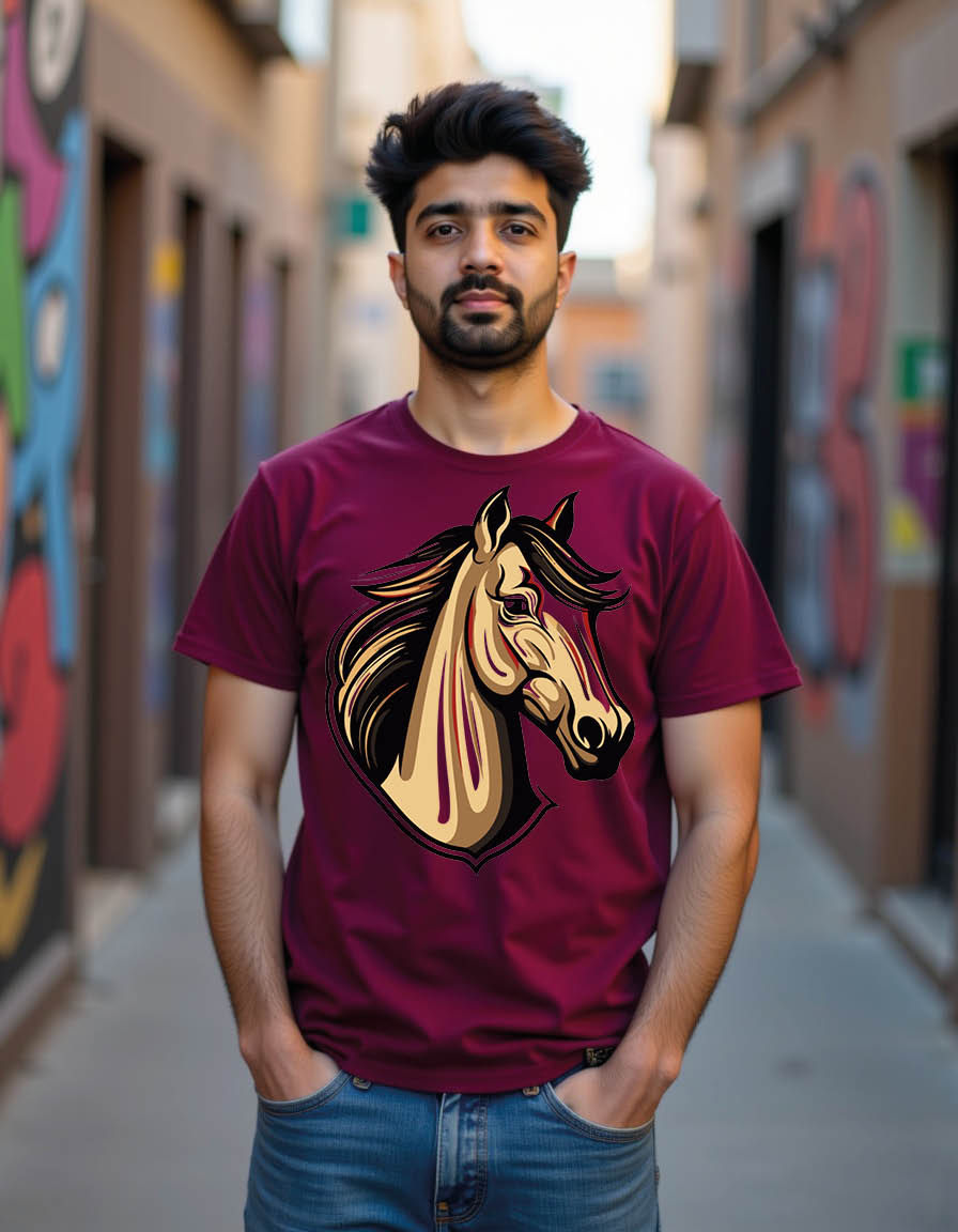 Thumbnail: horse mascot mens printed graphic t shirt