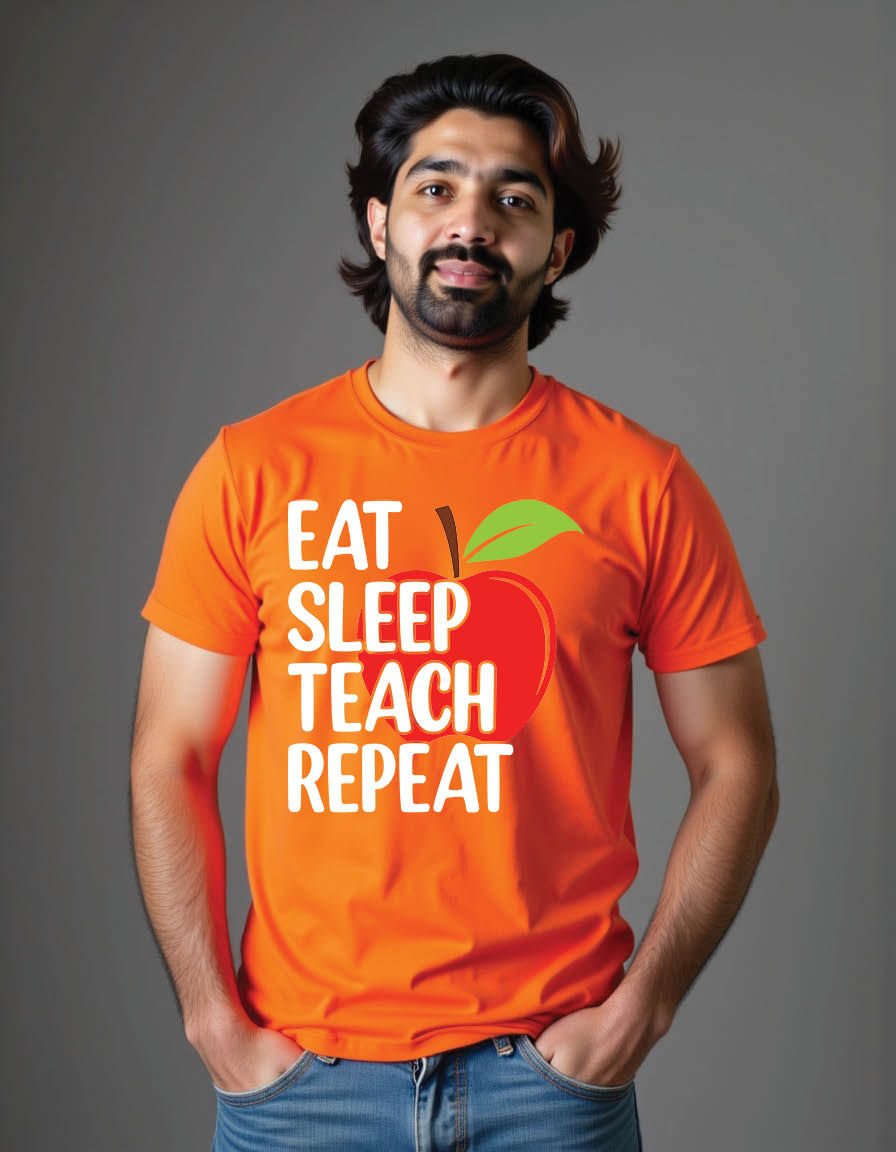Thumbnail: eat sleep teach repeat teacher mens printed graphic t shirt