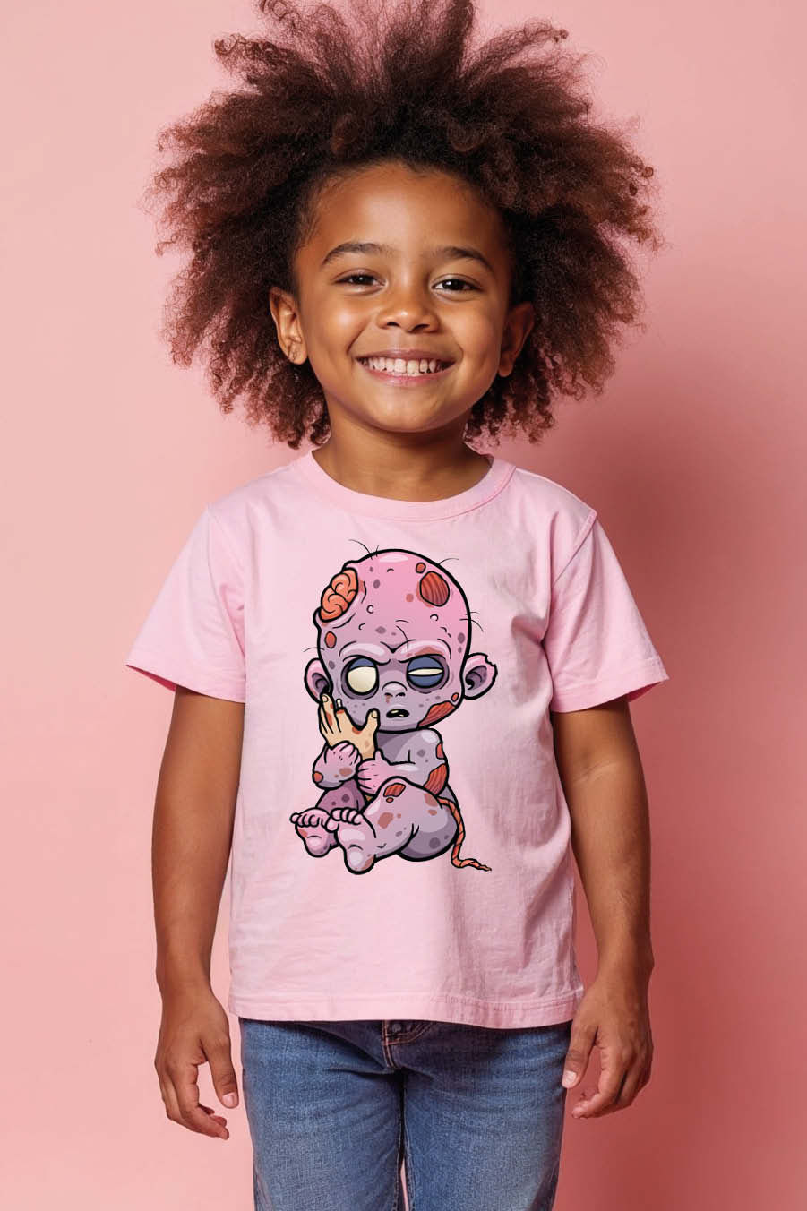 Thumbnail: Cute Baby Zombie Eating Hand Graphic T-Shirt Stylish Trendy Printed Tee for Kids