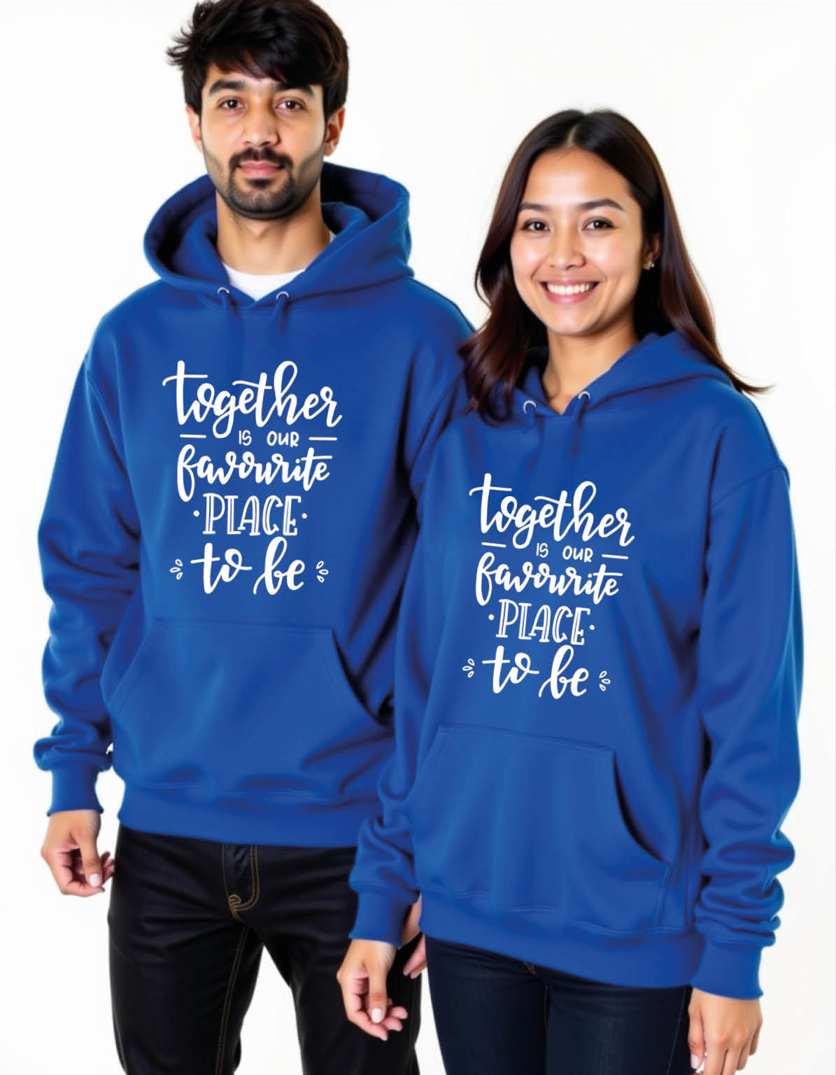 together is our favourite place to be Premium Graphic Printed Couple Hoodies