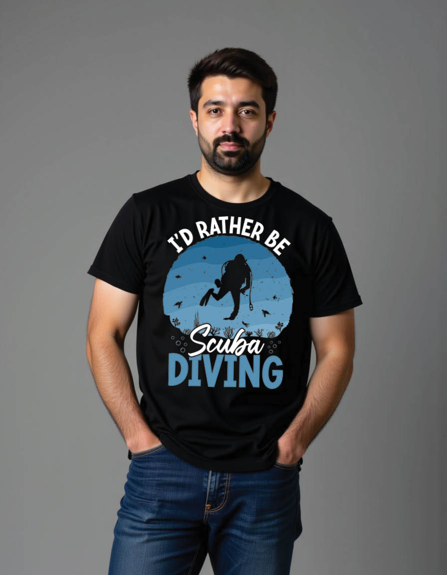 Thumbnail: id rather be scuba diving scuba diving quotes mens printed graphic t shirt