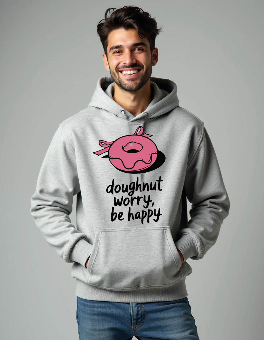 doughnut worry be happy Fashion Streetwear Hoodie for Men – Urban Streetwear