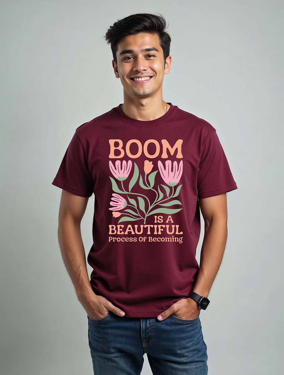 Thumbnail: boom is a beautiful process of becoming Casual Unisex Printed Graphic T-Shirt
