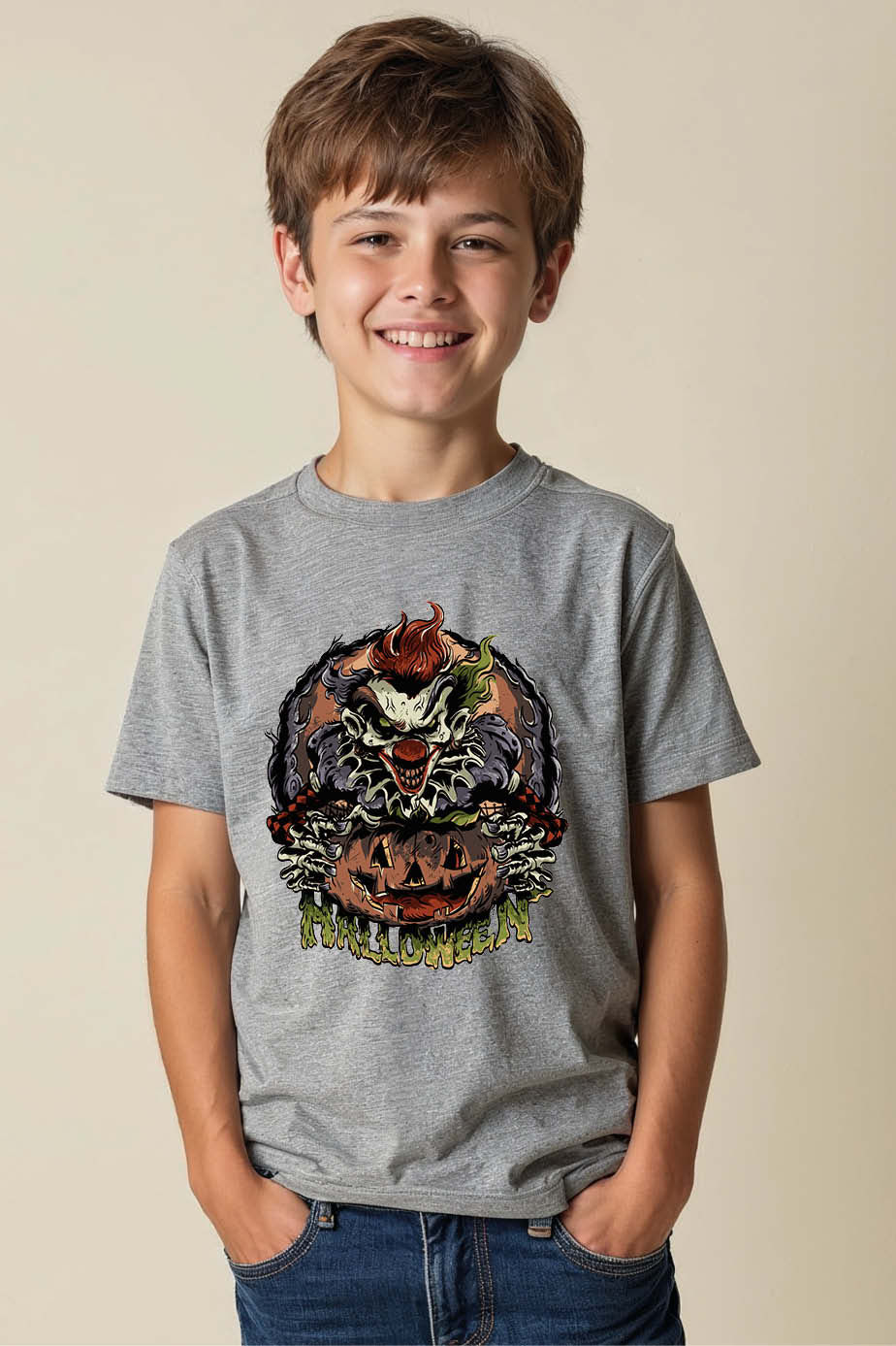 Thumbnail: Creepy Clown Halloween Kids' Pink Graphic T-Shirt Everyday Unisex Kids Graphic