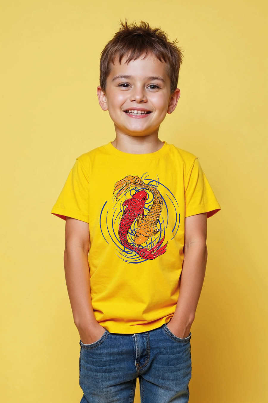 Thumbnail: Yin-Yang Koi Fish Balance Graphic T-Shirt Soft Cool Kids T-Shirt