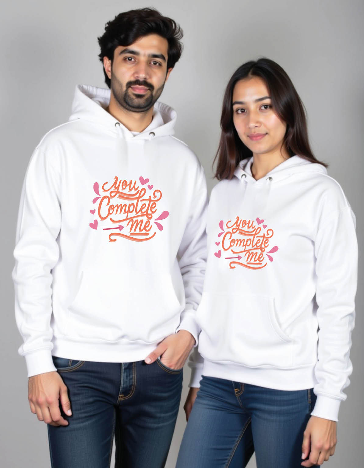 you complete me Stylish Printed Graphic Couple Hoodies Streetwear