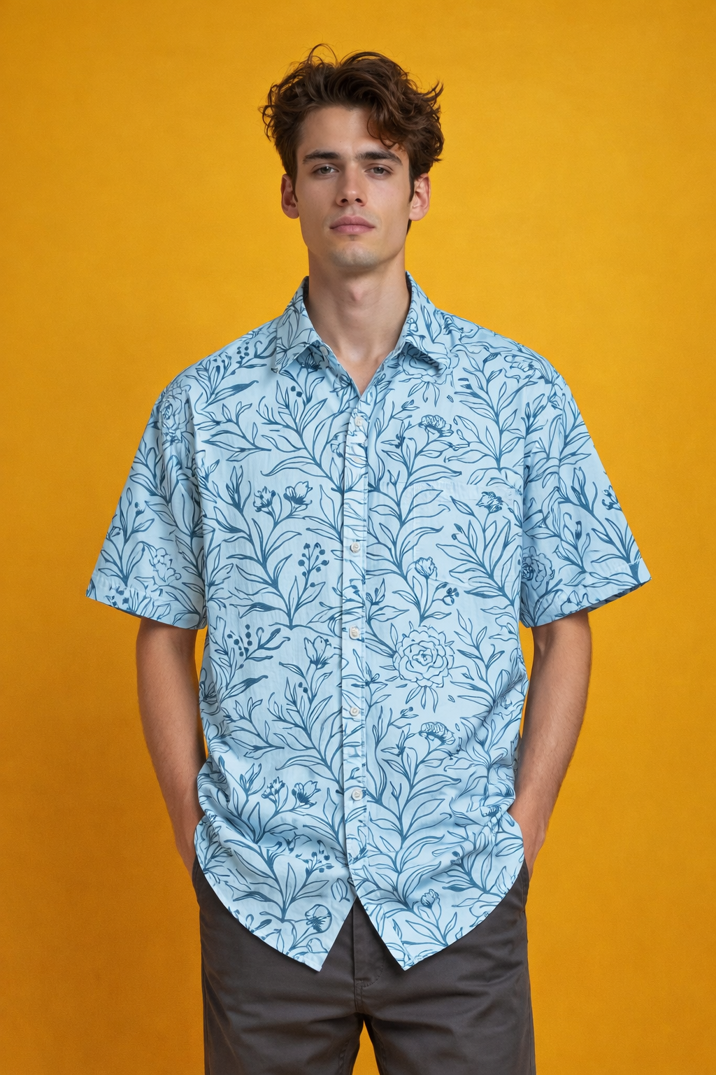 Casual style Exclusive Street Drop Patterned Oversized Shirt