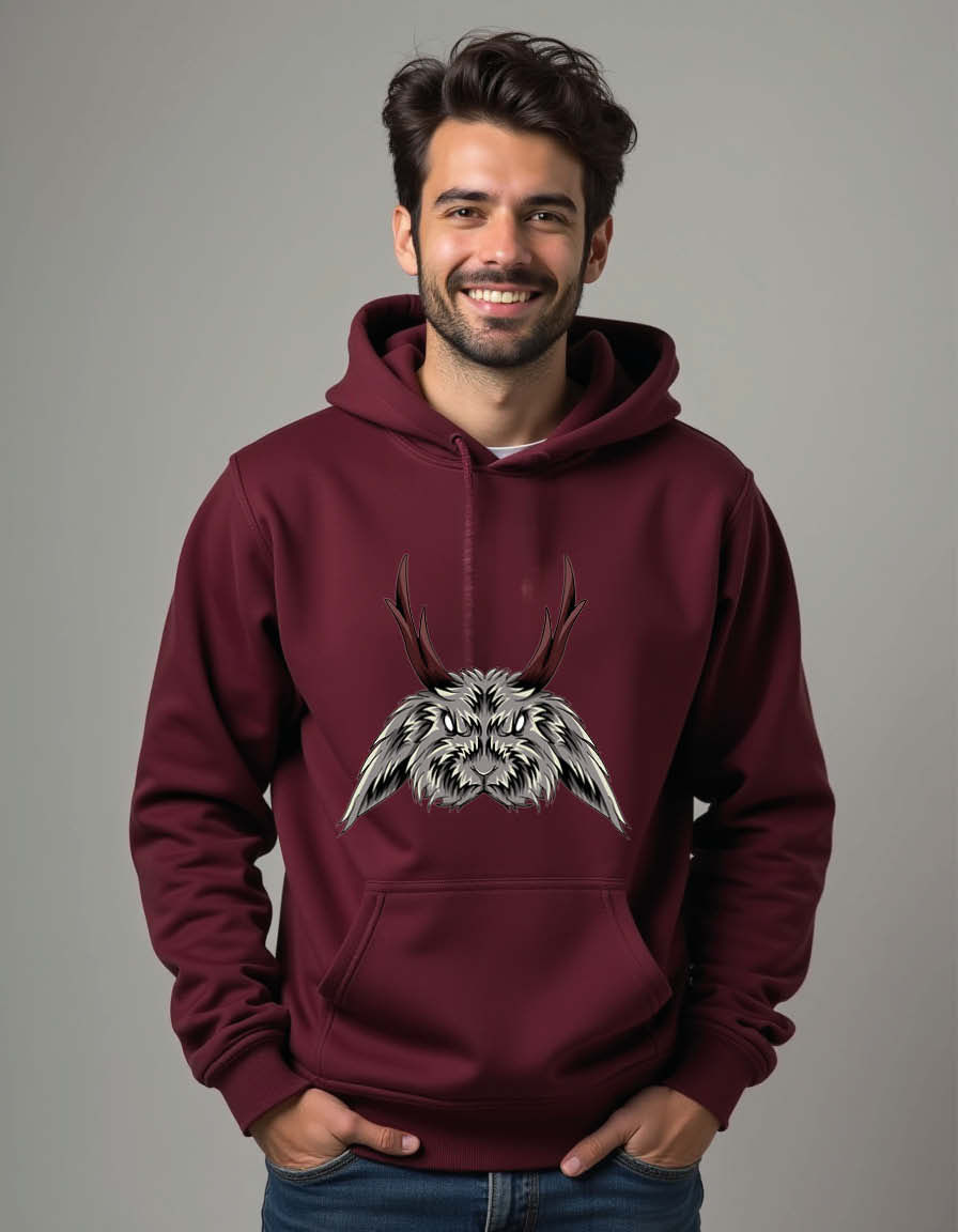 Thumbnail: Horned bunny Unisex Printed Graphic Hoodies