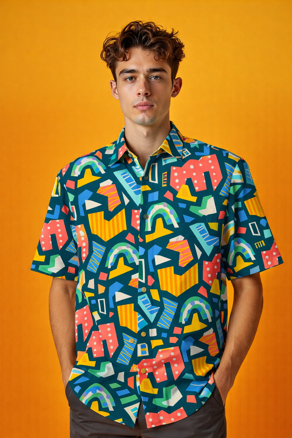 Colorful fashion Exclusive Drop Patterned AOP Oversized Shirt