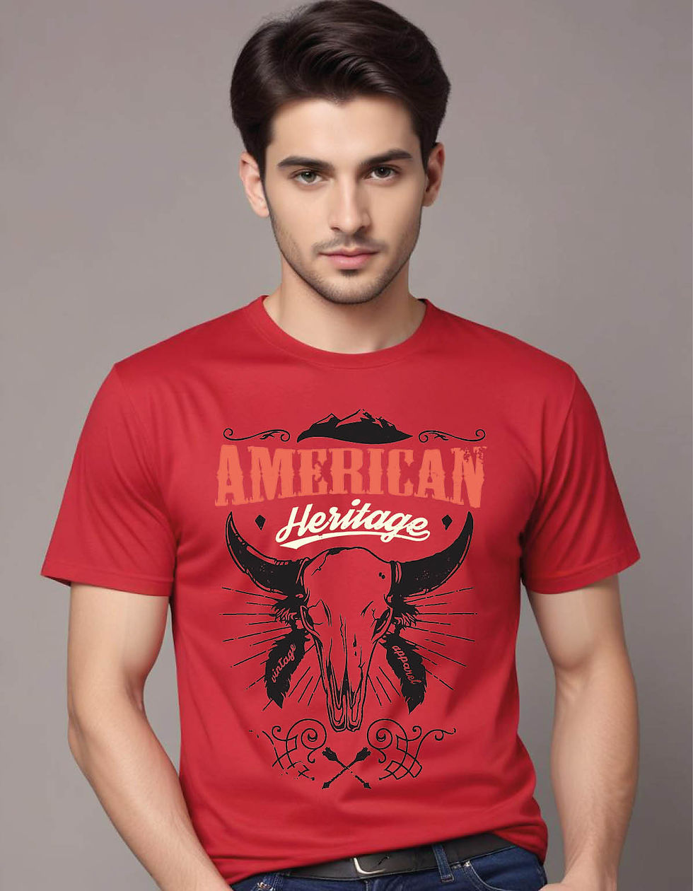 Thumbnail: american heritage animal skull mens printed graphic t shirt