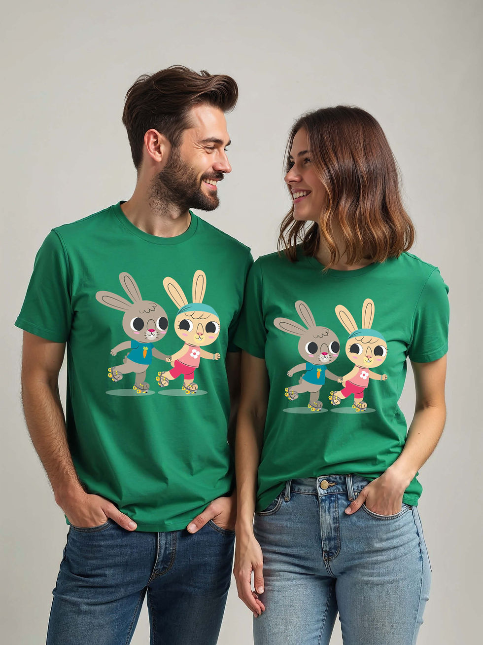 Cute Cartoon Couple Matching Tee Lovers Edition – Shop Now
