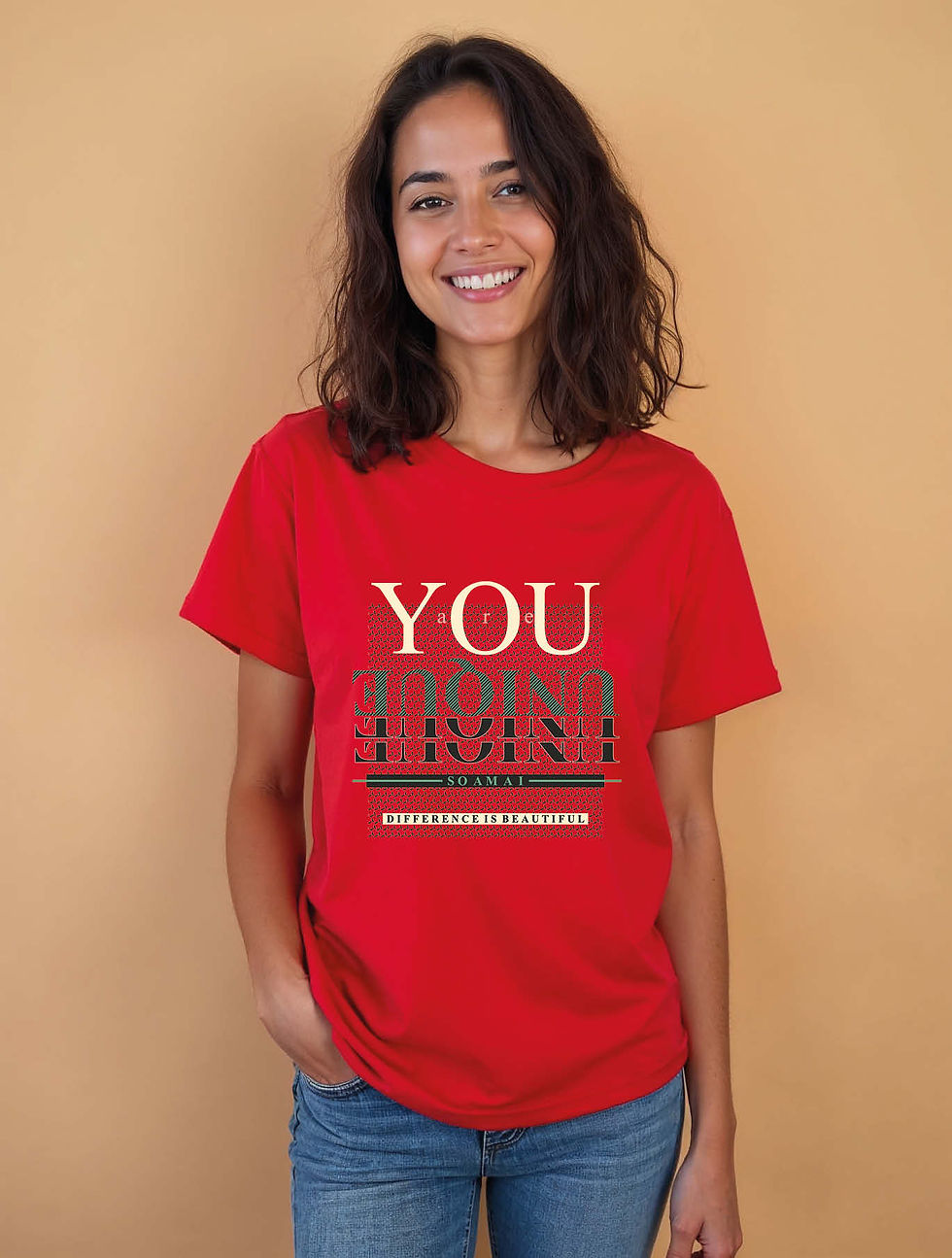 Thumbnail: you unique so am a i difference is beautiful Cool Women’s Typography T-Shirt