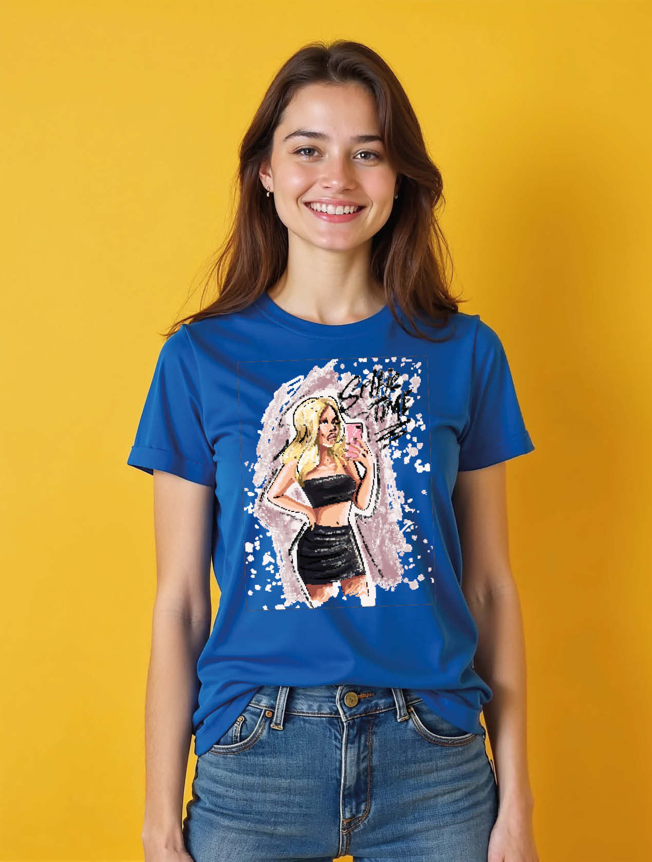 Glitter Glam Selfie Trendy Women’s Printed Graphic Streetwear T-Shirt – Buy Now