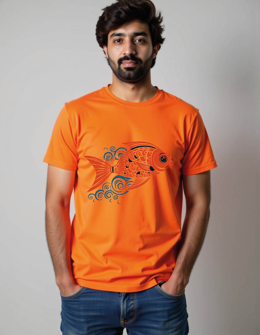 Thumbnail: fish carving mens printed graphic t shirt