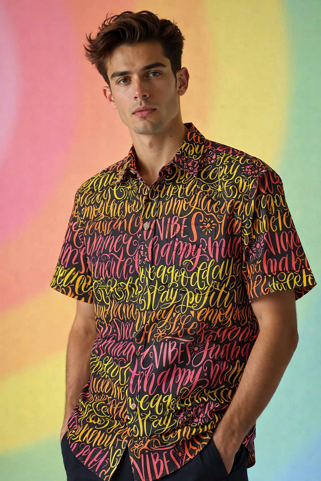 Summer vibes Modern AOP Patterned Oversized Shirt for Men