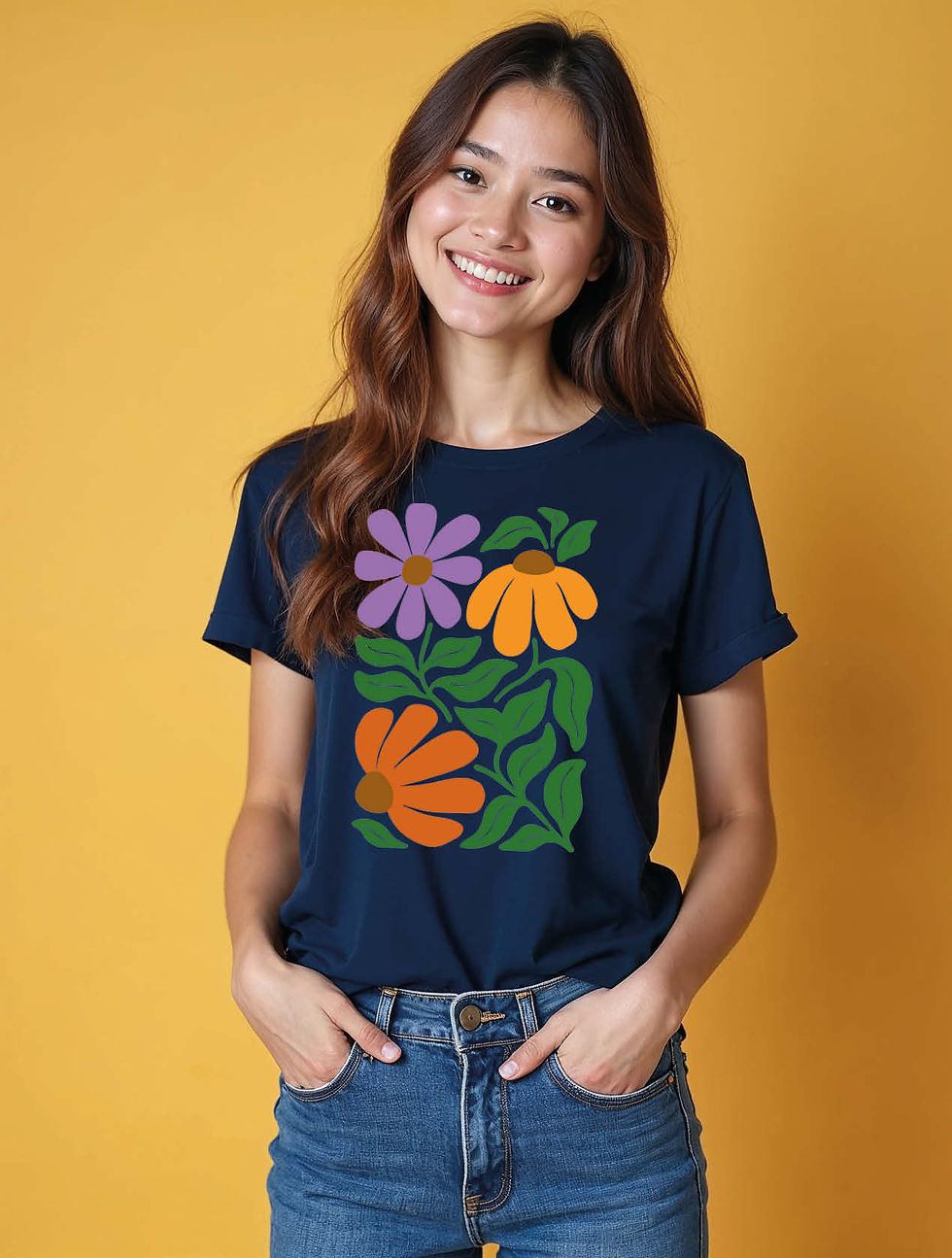 Thumbnail: Retro Mod Floral Classic Women’s Printed Graphic Streetwear T-Shirt – Sale