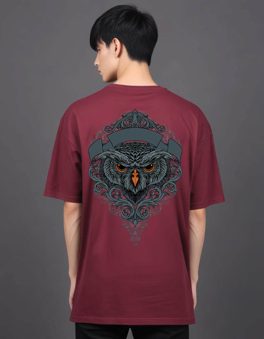 Thumbnail: mythical owl with ornament mens Oversized Printed t shirt