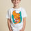 Thumbnail: Gray T-Shirt with Orange Fox and Teal Leaves Graphic Casual Trendy Printed Tee