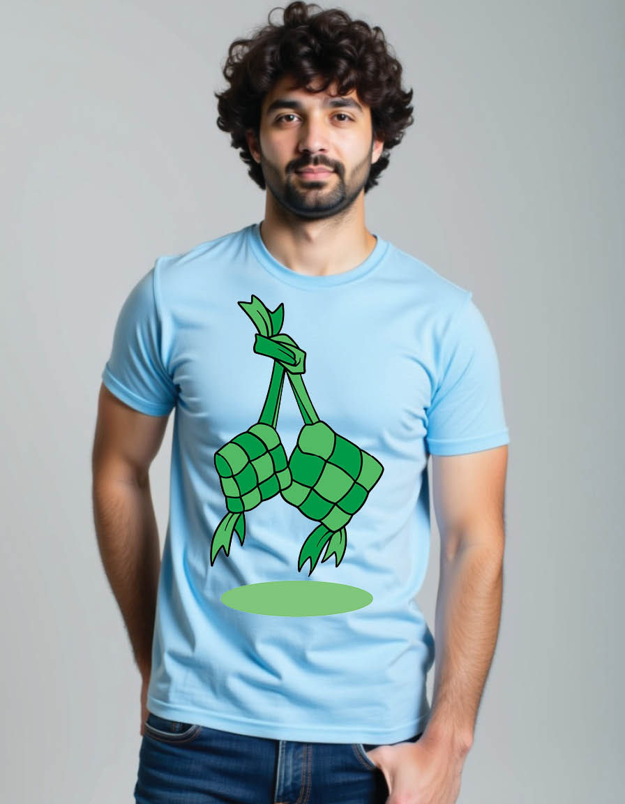 Thumbnail: ketupat ramadan cartoon mens printed graphic t shirt