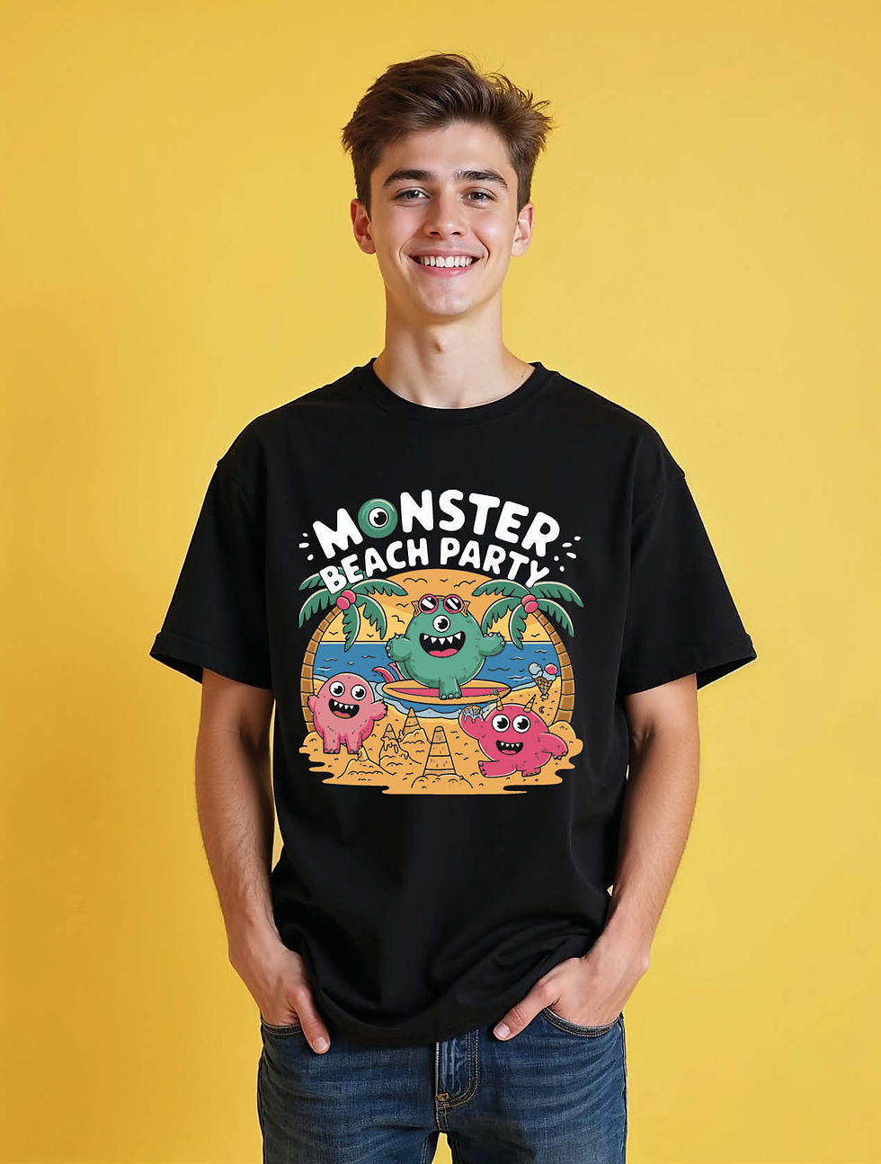 monster beach party Urban Unisex Drop Shoulder Oversized T-Shirt