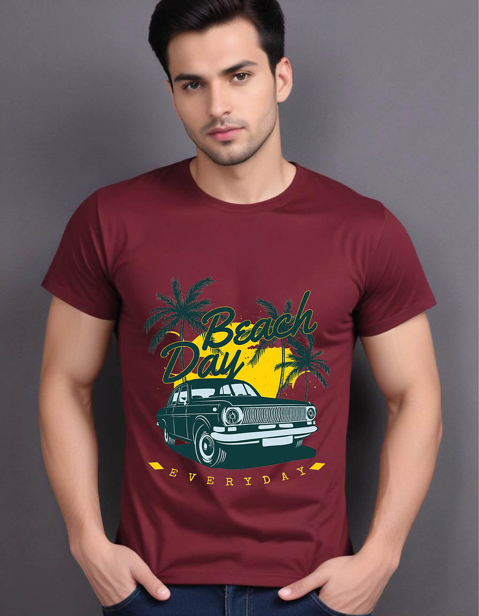 Thumbnail: beach cars mens printed graphic t shirt