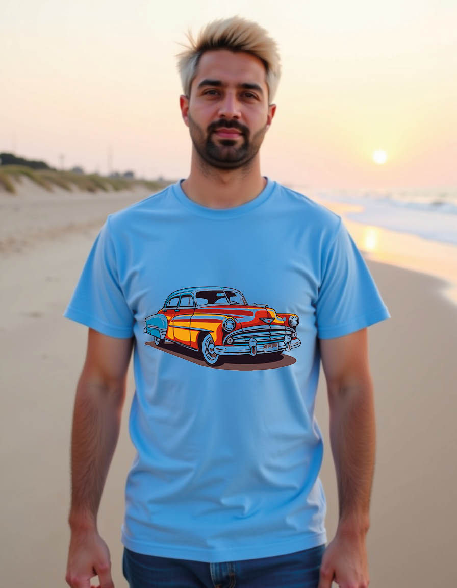 Thumbnail: car with pop art style mens printed graphic t shirt