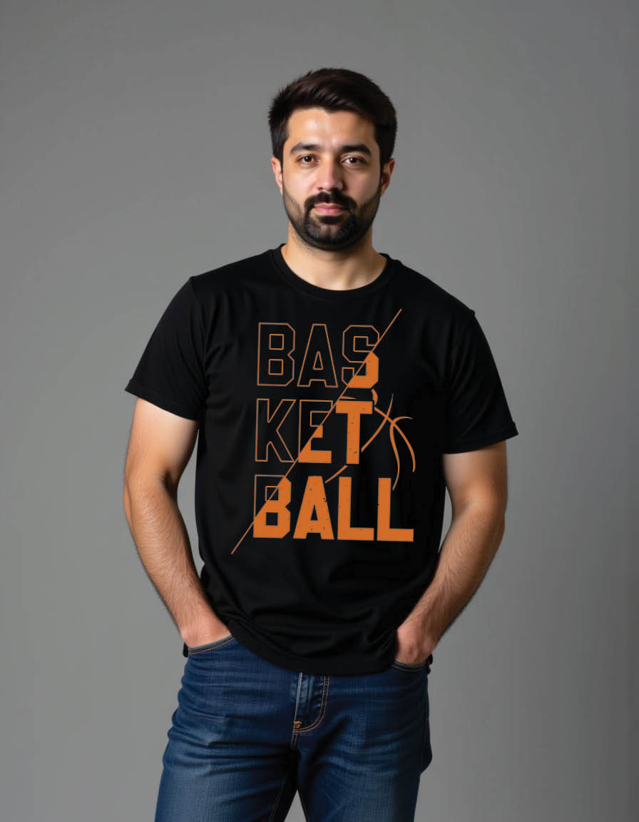 basketball typographic mens printed graphic t shirt