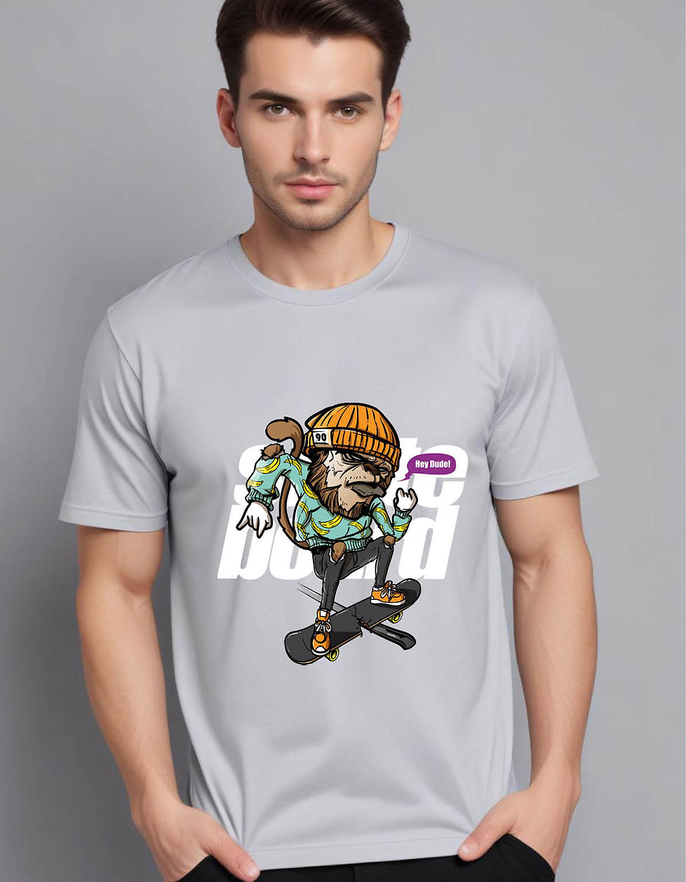 Thumbnail: hand drawn style hipster riding skateboard  mens printed graphic t shirt