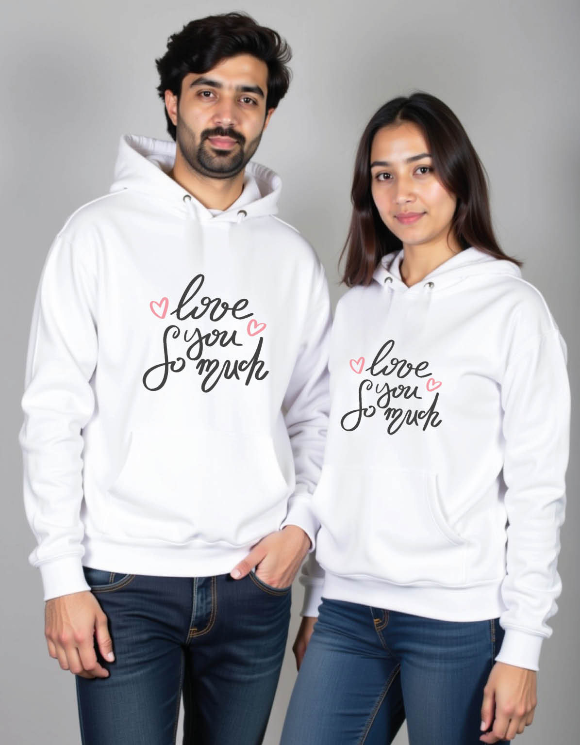 love you so much Stylish Printed Graphic Couple Hoodies