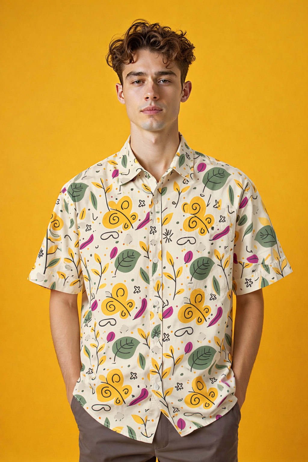 Butterfly-patterned Designer Inspired All Over Print Oversized Shirt