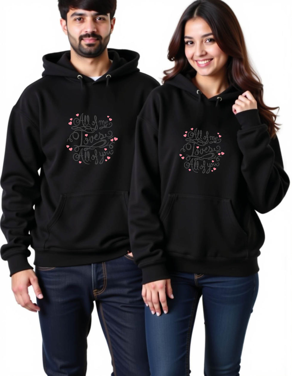 Thumbnail: all of me loves all of you Urban Printed Graphic Couple Hoodies