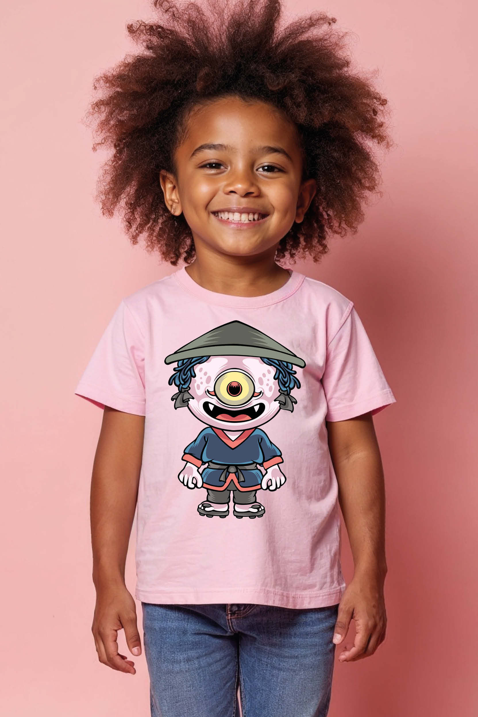 One-Eyed Kappa Yokai Kids Playful Kids Graphic Tee – Graphic Print Design