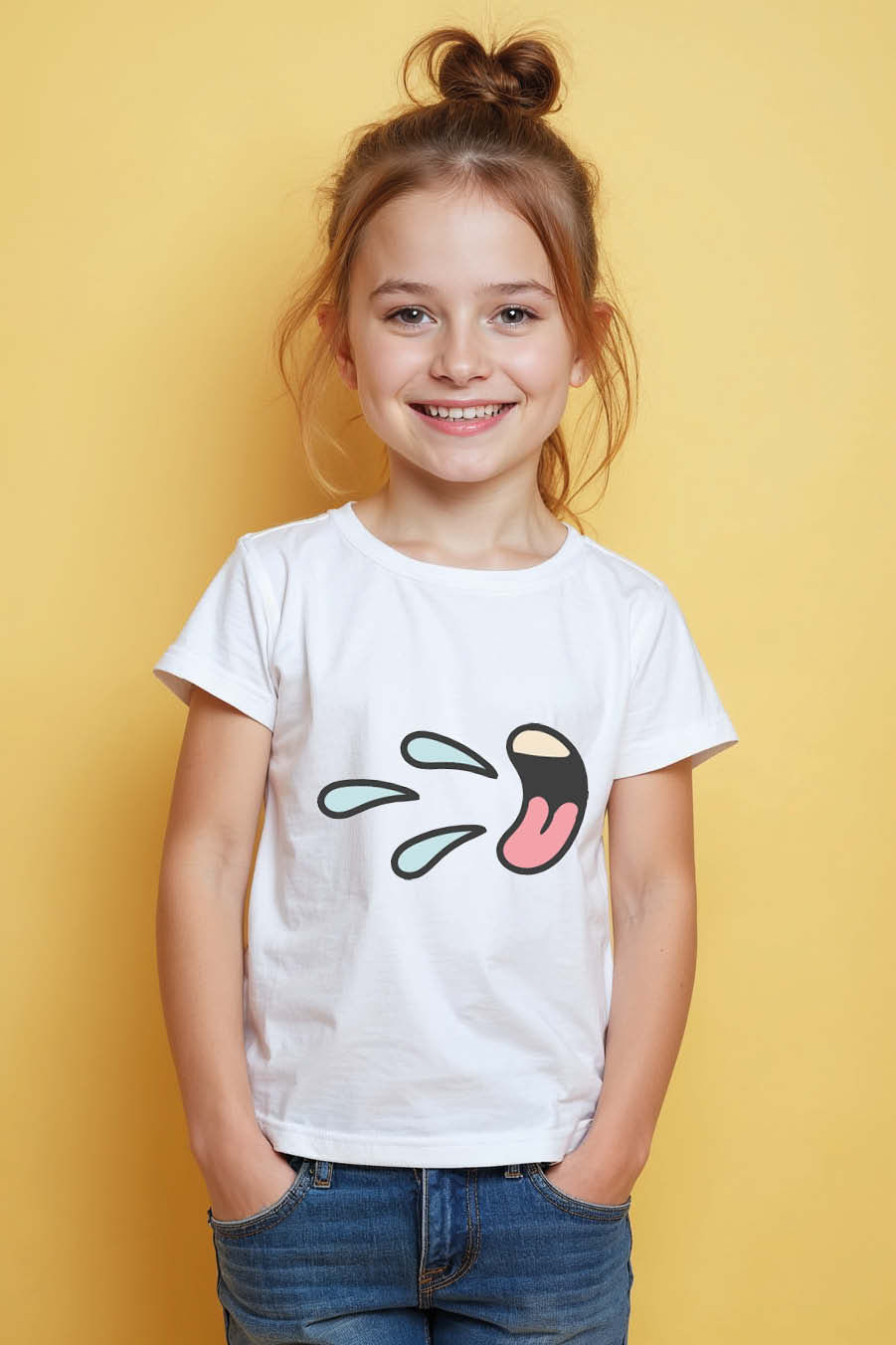 Thumbnail: Kawaii Drooling Tongue Emoji Graphic T-Shirt Comfortable Kids Printed