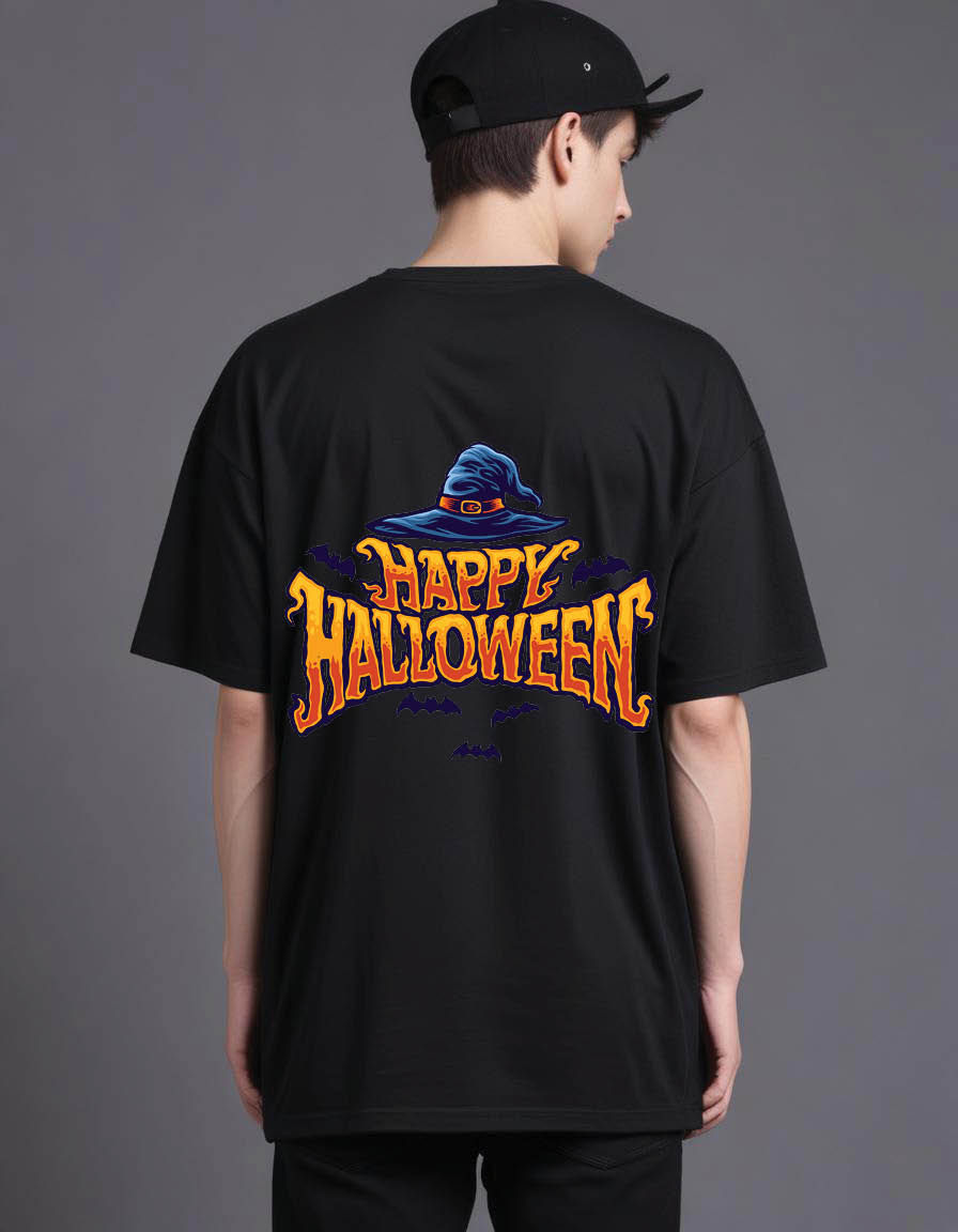 Thumbnail: halloween typography with jack  mens Oversized Printed T shirt