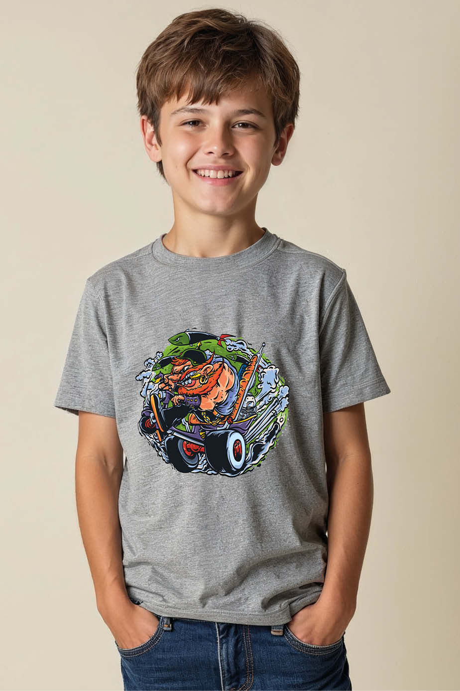 Thumbnail: Monster Truck Racer Graphic T-Shirt for Kids – Fun Unisex Tee for Boys & Girls