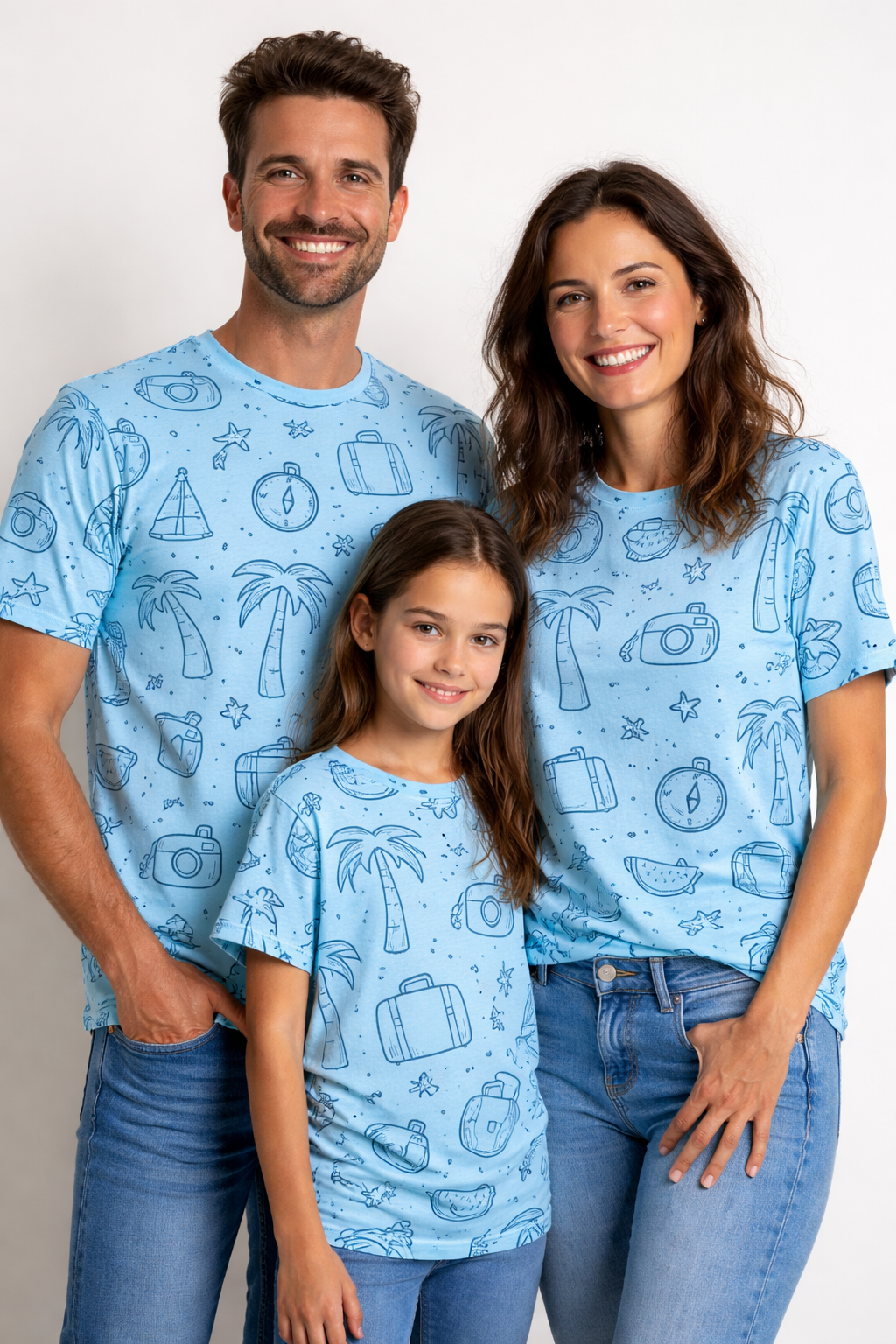 Family matching vacation printed T-shirts pack of 3