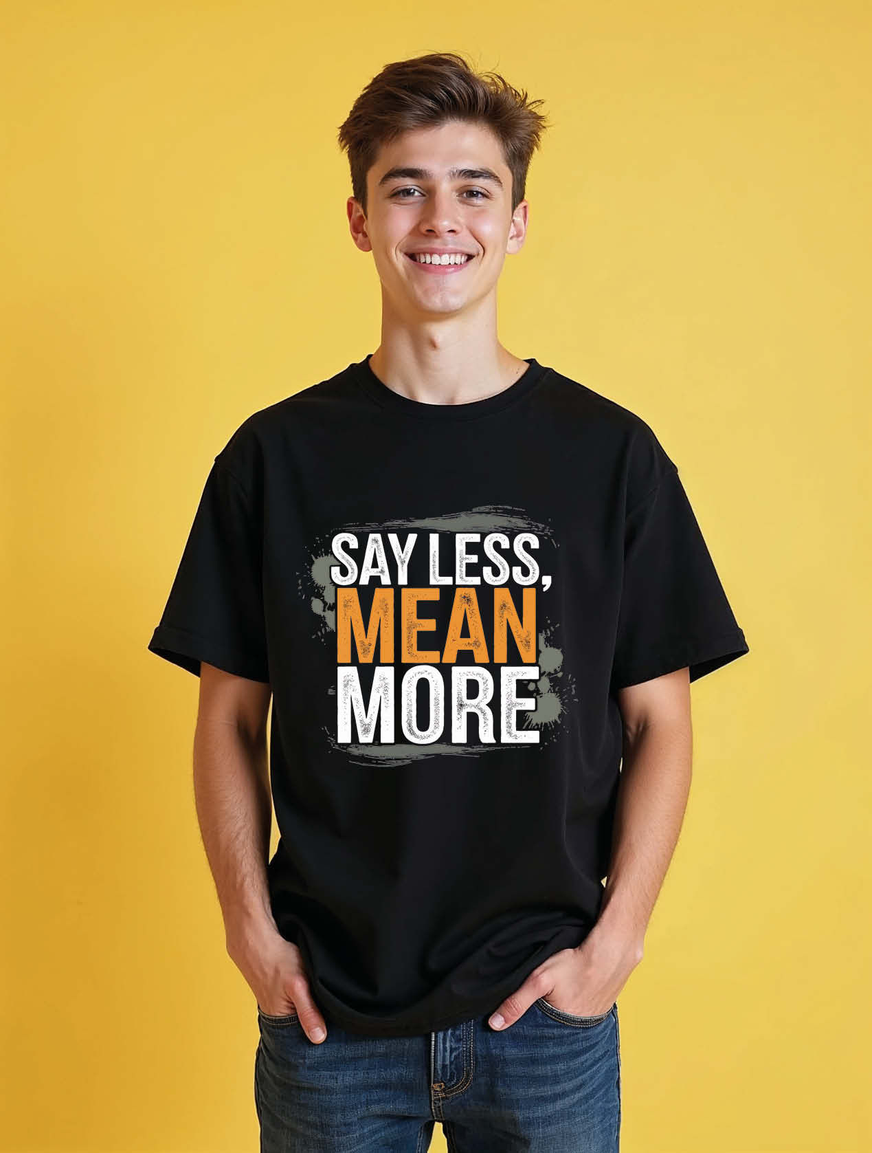 say less mean more  Stylish Unisex Drop Shoulder Oversized T-Shirt