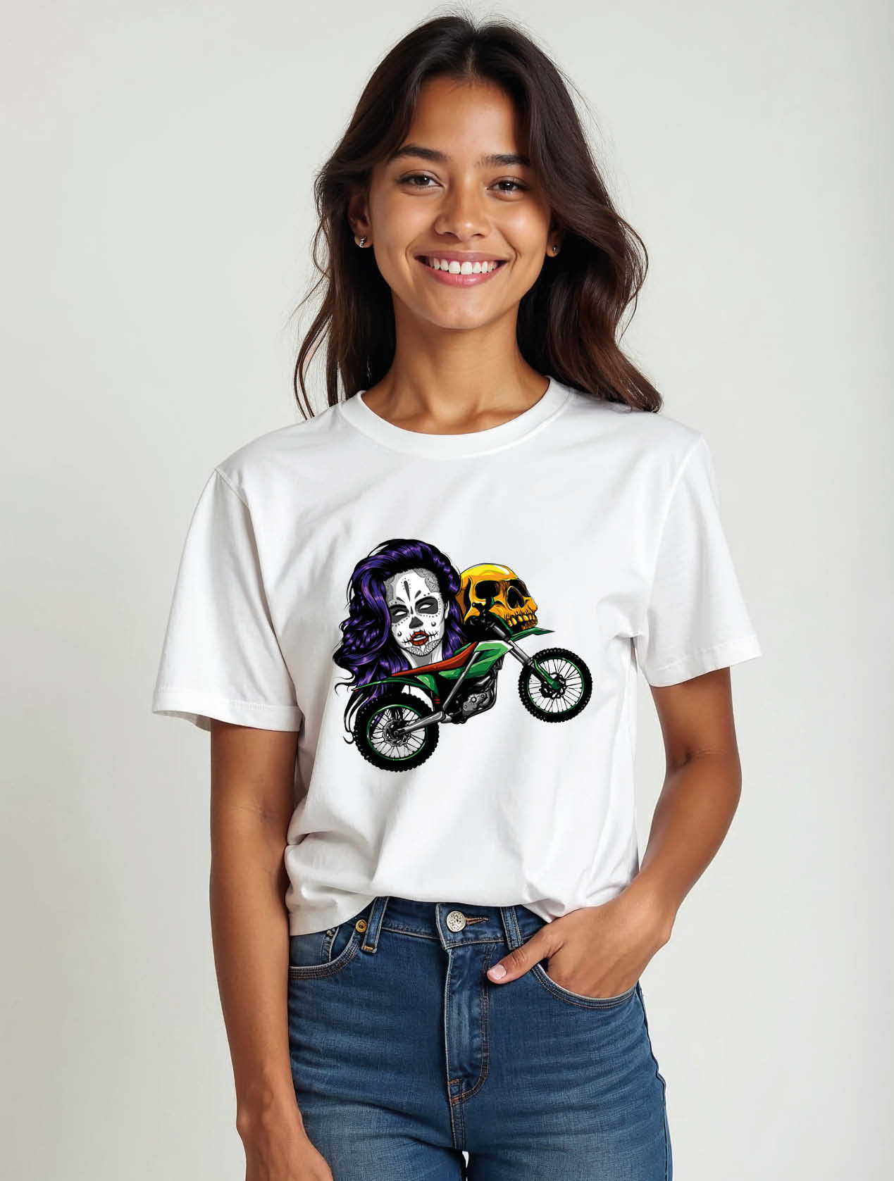 Biker Catrina Stylish Women’s Printed Graphic Streetwear T-Shirt – Fast Delivery