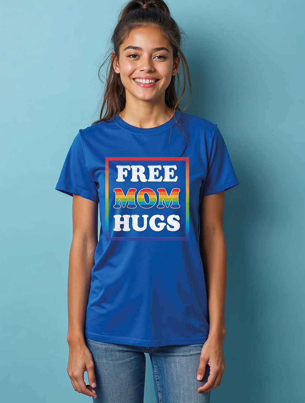 Thumbnail: free mom hugs Trendy Women’s Printed Graphic Stylish Streetwear T-Shirt – Sale