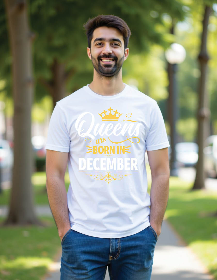 Thumbnail: queens are born december typography mens printed graphic t shirt