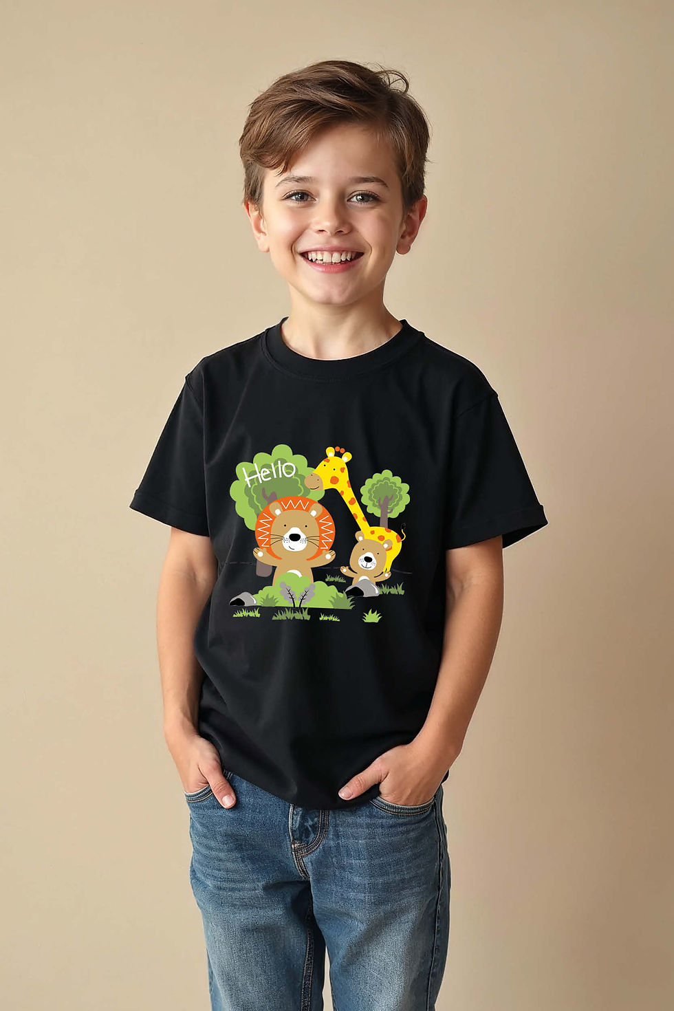 Thumbnail: Tallest Anima Geraffi Cartoon Stylish Cartoon Printed T-Shirt for Boys & Girls