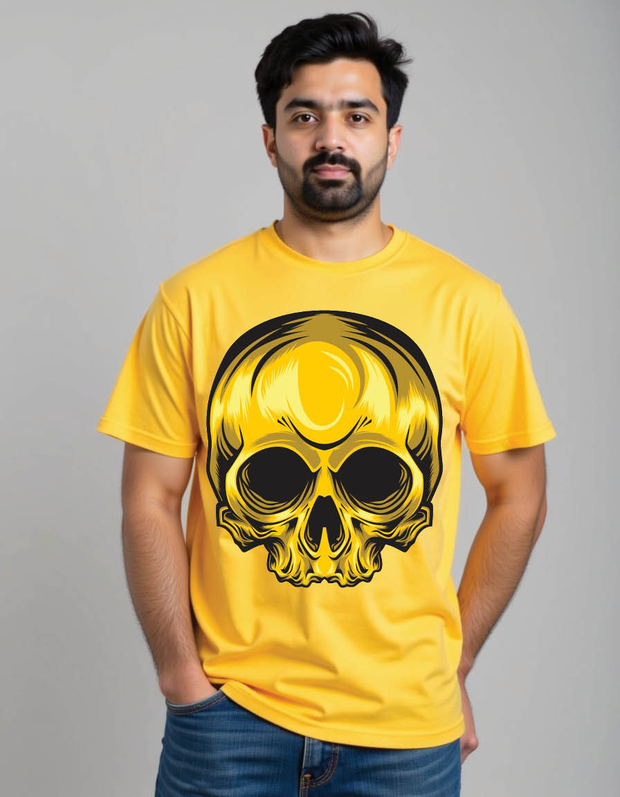 Thumbnail: golden skull mens printed graphic t shirt
