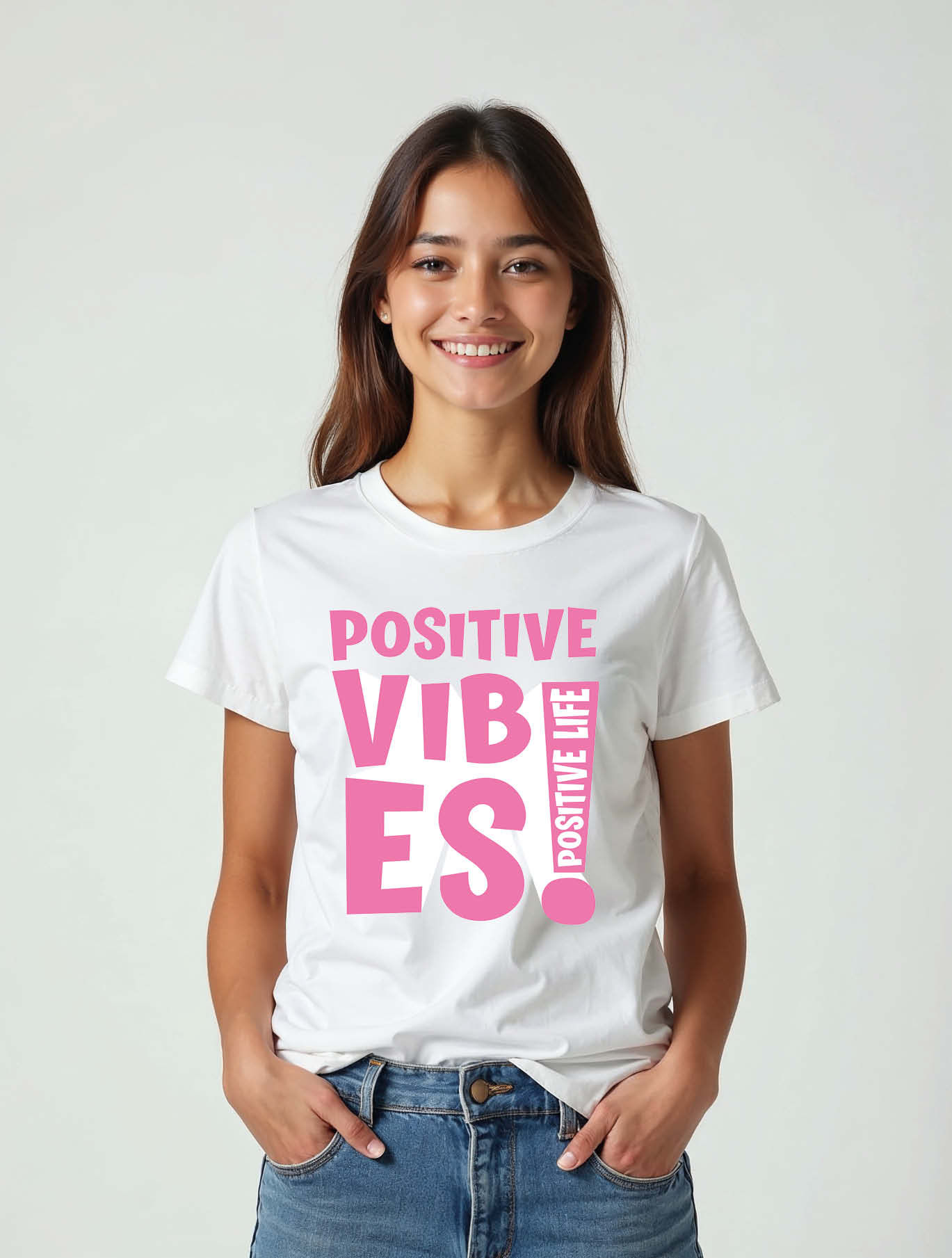 positive vibes positive life Casual Women’s Quote T-Shirt – Buy Now