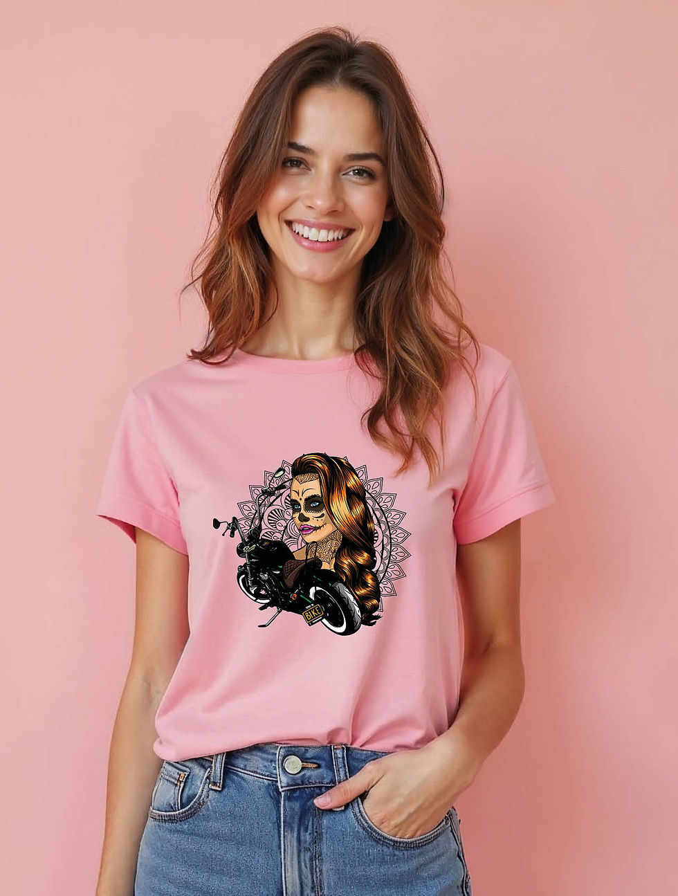 Thumbnail: Motorcycle Catrina Urban Women’s Streetwear T-Shirt – Buy Now