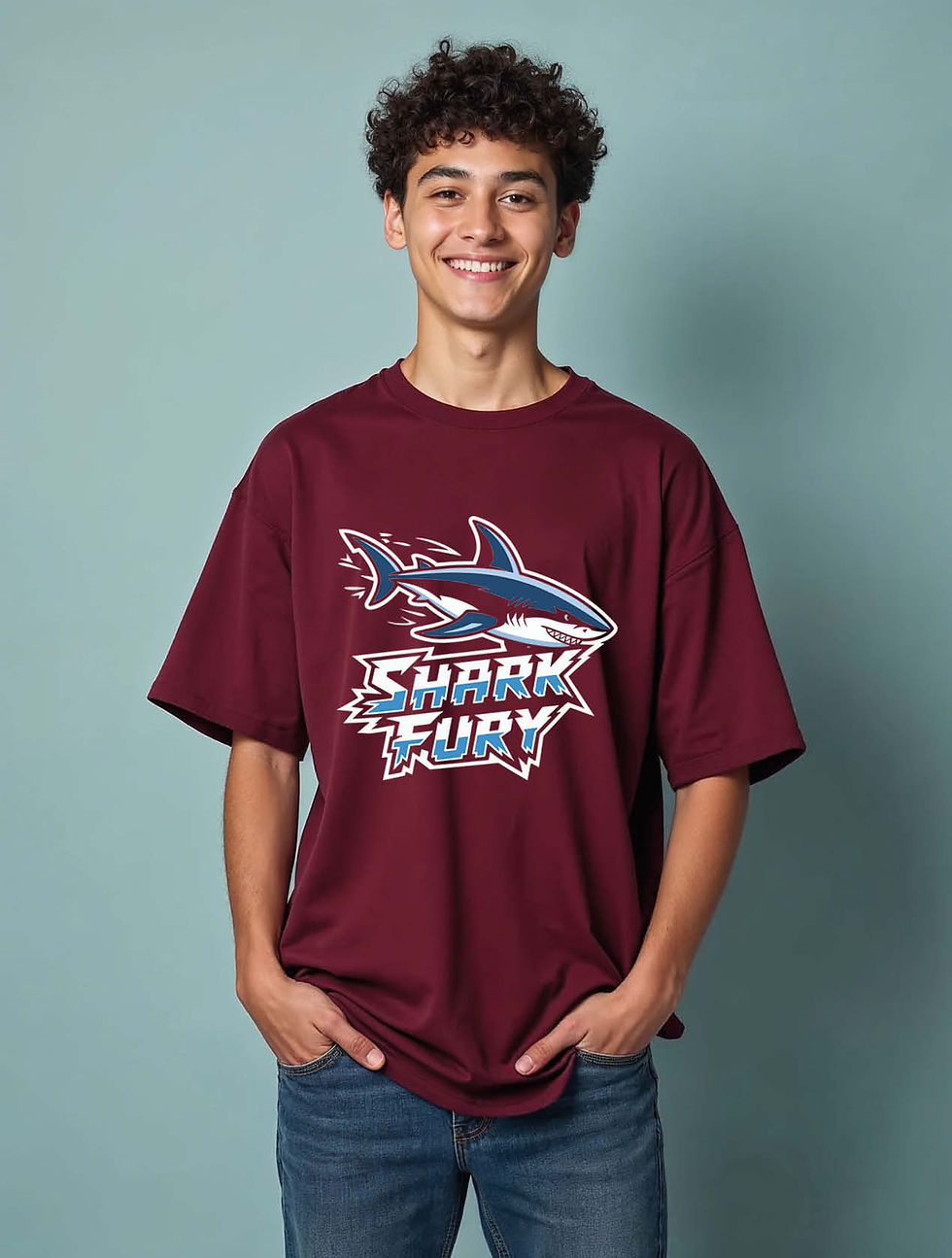 shark fury cool Unisex Oversized Drop Shoulder T-Shirt for Men & Women